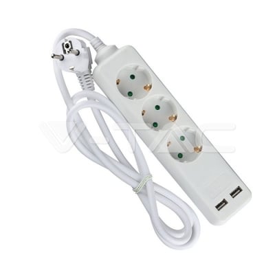 РАЗКЛОНИТЕЛ 3+2USB 1.5М БЯЛ Vtac 8774