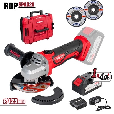 R20 ЪГЛОШЛАЙФ 125mm 4Ah Case 2 диска RDP-SPAG20 Set