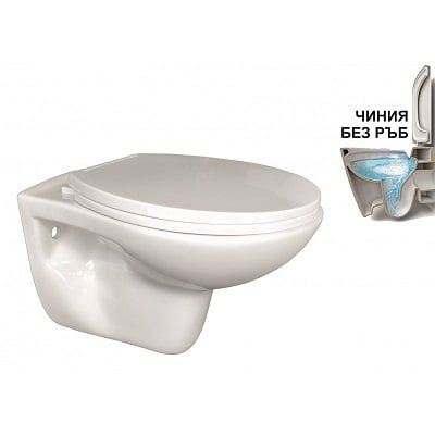 ИНТЕР КЕРАМИК ТОАЛЕТНА ЧИНИЯ КОНЗОЛНА СТЕННА 5335 RIMLESS